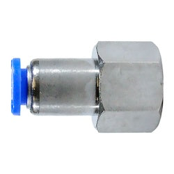 Metal fitting with blue connector - 4mm x 1/8 Plastic PP Female Adapter