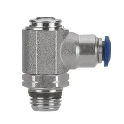 Compact flow control valve designed for precise adjustments — 1/4 x 10-32 Push-to-Connect Polypropylene Nickel Flow Control Valve- SDA