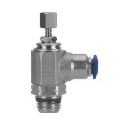 Precise air output control using a robust push-to-connect polypropylene nickel valve — 1/8 x 1/8 Push-to-Connect Polypropylene Nickel Flow Control Valve- KA