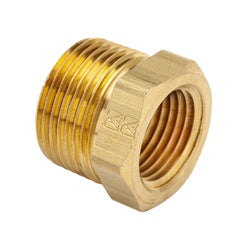 Light-pattern brass hex reducer for 1/2 x 3/8 male-female iron pipes – 1/2 x 3/8 Male Iron Pipe x Female Iron Pipe Brass Reducer Hex Bushing-Light Pattern