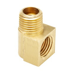 Brass street elbow, 1/4″ MIP × 1/4″ FIP, 90° short barstock fitting” — 1/4 MIP x 1/4 FIP Short Barstock Street Elbow.