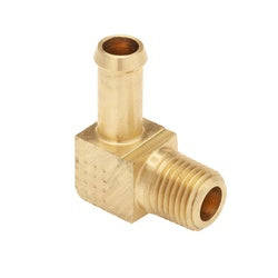 Brass single barb elbow fitting for connecting hoses at a 90-degree angle – 5/8 x 3/8 Single Barb x Male Pipe Thread Elbow