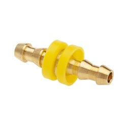 Precision-machined brass metal fitting for joining hoses in fluid and mechanical systems – 1/4 Push-On Hose Splicer.