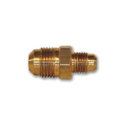 Precision-machined brass metal designed for reducing flare fittings – 3/8 x 5/16 Flare Reducing Union.