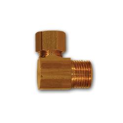 Compression to male pipe thread brass 90-degree elbow - 1/4 Outer Diameter x 1/8 Male Pipe Thread 90° Elbow