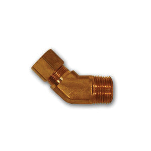Brass elbow pipe fitting - 3/8 x 3/8 Compression Forged 45° Male Elbow