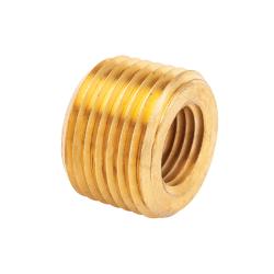 Brass face bushing, used to reduce thread size in piping or instrumentation systems - 3/4 Male Pipe Thread x 3/8 Female Pipe Thread Lead-Free Face Bushing