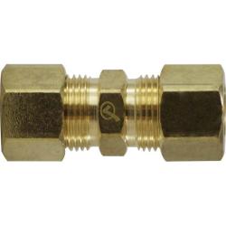 Brass compression union, featuring compression connections on both ends - 5/16 Outer Diameter x 5/16 Outer Diameter Lead-Free Compression Union