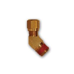 Compact nylon air brake 45-degree male elbow connector with roll tube stop for secure angled tubing connections – 1/2 x 1/2 Nylon Air Brake 45° Male Elbow with Roll Tube Stop