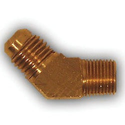 Precision brass 45-degree barstock elbow fitting 3/8 Flared x 1/4 Male Pipe Thread 45° Barstock Elbow