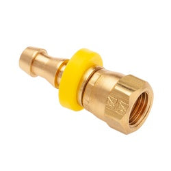 High-quality brass metal SAE flare fitting designed for leak-free and durable connections – 1/4 Hose Inner Diameter X 1/4 Society of Automotive Engineers / Joint Industry Council Flare.