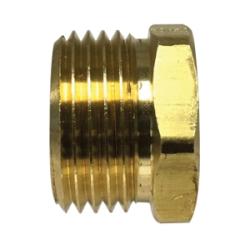 Brass Rigid Adapter, used to connect standard garden hoses to NPT-threaded components - 3/4 Male Garden Hose x 1/4 Female Pipe Thread Lead-Free Garden Hose Adapter