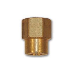 Brass reducing coupling, featuring female pipe threads on both ends - 3/8 Female Pipe Thread x 1/4 Female Pipe Thread Lead-Free Reducing Coupling