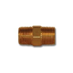 Brass long hex nipple, with male pipe threads on both ends - 1/8 x 1/8 Lead-Free SAE Hex Nipple