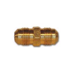 Brass tube union, featuring 45-degree male flared connections on both ends - 1/2 Outer Diameter Lead-Free SAE Flare Union