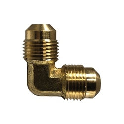 Brass Barstock 90-degree Elbow, used to create a right-angle turn between two flared tubes - 1/4 Lead-Free Barstock Flare Elbow