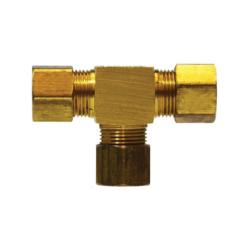 Brass compression tee, featuring compression connections on all three ends - 5/8 Outer Diameter Lead-Free Barstock Compression Tee
