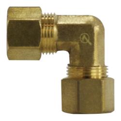 Brass compression union elbow, featuring compression connections on both ends - 3/8 Outer Diameter Lead-Free Barstock Compression Elbow