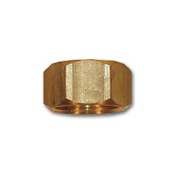 A brass knurled nut for garden hoses, featuring a female garden hose thread - 3/4 Female Garden Hose Lead-Free Knurled Garden Hose Nut