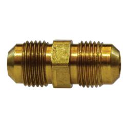 Brass SAE 45-degree Flare Union, featuring a straight body with male flare threads on both ends - 5/8 Union 45° Flare- Tube to Tube