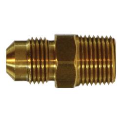 Male flared connection to male NPT pipe thread brass SAE 45-degree flare half union fitting - 408 3/16 x 1/4 Half Union