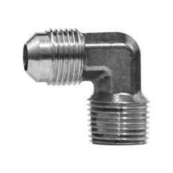 Metal elbow 3/8 flared x 3/8 male iron pipe, stainless steel.