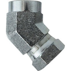 Steel female 45° union elbow swivel adapter for angled pipe connection with threaded fitting - Female 45 Degree Union Elbow Swivel Adapter