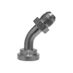 Precision steel hydraulic 45 degree flange adapter for heavy equipment connections - 2-1/2 x 1-1/2 Joint Industrial Connection 45 Degree Flange Adapter Code 61