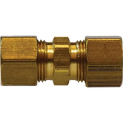 Brass drilled thru union fitting connecting two compression connections - 1/4 Compression Union Drill Thru
