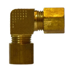Brass 90-degree barstock union elbow fitting, connecting two compression connections - 1/4 Barstock Compression Elbow