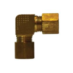 Brass 90-degree barstock union elbow fitting, connecting two compression connections - 5/16 Barstock Compression Elbow