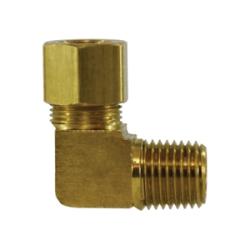 Brass barstock elbow body with compression connection to male NPT pipe thread - 1/4 x 1/8 Compression x Male Iron Pipe Barstock Elbow Body
