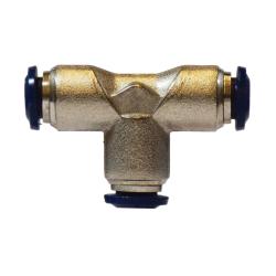 Three-way push-in connector for tubing systems - 3/8 Push-In Union Tee Nickel Plated