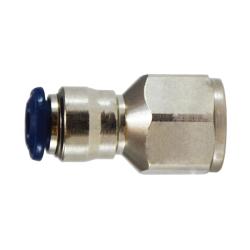 Industrial nickel plated push-in to FIP adapter for fluid systems - 3/8 x 1/4 Push-In x Female Iron Pipe Nickel Plated Adapter