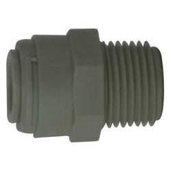 A lightweight plastic fitting designed with a push-in connection and a male iron pipe thread for fluid or air line setups – 5/32 x 1/4 Plastic Push-In x Male Iron Pipe Adapter.