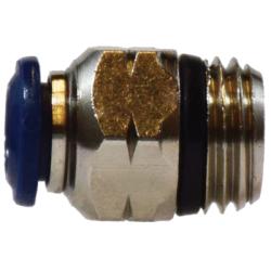 Compact chemical-resistant male connector with threaded end – 1/4 x 3/8 Push-In x Male Iron Pipe Nickel-Plated Adapter