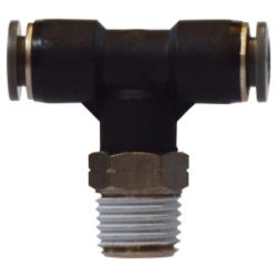 Composite push-to-connect swivel male branch tee - Swivel Tee 1/4 T x 10-32 Unified Fine Thread Male