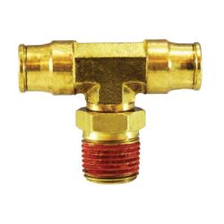 Brass plumbing fitting with red gasket 3/8 x 1/4 PP Male Swivel Branch Tee