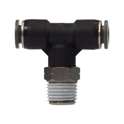 Versatile polypropylene swivel branch tee for multi-line tubing setups — 1/2 x 3/8 Plastic Polypropylene Swivel Branch Tee