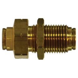 Threaded push-in bulkhead adapter for secure tube connections - 1/4 Push-In Bulkhead Union