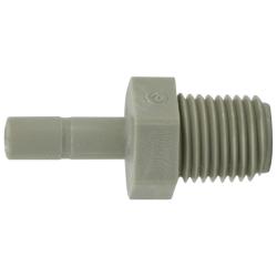 Versatile plastic fitting designed to adapt 5/32 stem to 1/4 male iron pipe — 5/32 x 1/4 Plastic Stem x Male Iron Pipe Adapter