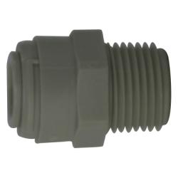 Durable plastic push-in adapter for connecting tubing to male pipe threads — 5/16 x 3/8 Plastic Push-In x Male Iron Pipe Adapter