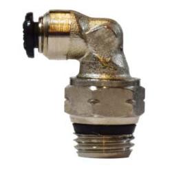 Compact push-in swivel male elbow fitting for tube-to-thread applications — 6mm x M5 Push-In Nickel Male Swivel Elbow