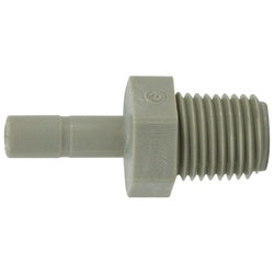 Plastic straight adapter fitting with push-in connection to male iron pipe thread - 3/16 x 1/8 Plastic Stem x Male Iron Pipe Adapter
