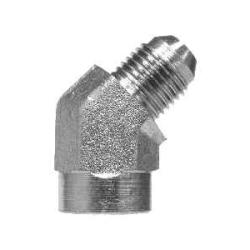 45-degree elbow with male JIC and female iron pipe thread for angled pipe connections - 45 Female Elbow 3/4-16 x 3/8