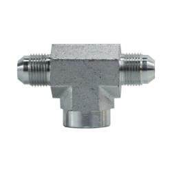 Precision male joint assembly with female pipe branch tee for secure three-way fluid connections – 10 Male Joint Industry Council -10 Male Joint Industry Council -08 Female Pipe Branch Tee