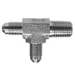 M-RUN-T connector with dual 7/16-20 threads and 1/4 thread port - Male - Run-Tee - Thread 1&3  7/16-20 Thread 2 1/4