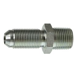 1/2” Male NPT x -06 Male JIC bulkhead fitting for plumbing and fluid systems - -06 Male Joint Industry Council X 1/2 Male National Pipe Thread Bulkhead