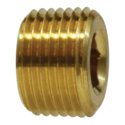 3/8 brass countersunk hexagon plug with ES11 blue sealant for secure threaded pipe sealing – 3/8 Brass Countersunk Hexagon Plug 183 ES11 Blue
