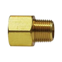 Brass pipe adapter for connecting different pipe sizes – 3/4 x 3/8 Female Pipe Thread to Male Pipe Thread.